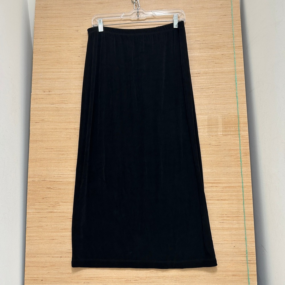 Chicos Travelers Black Maxi Skirt Size 2 Elastic Waist Wrinkle Resistant USA